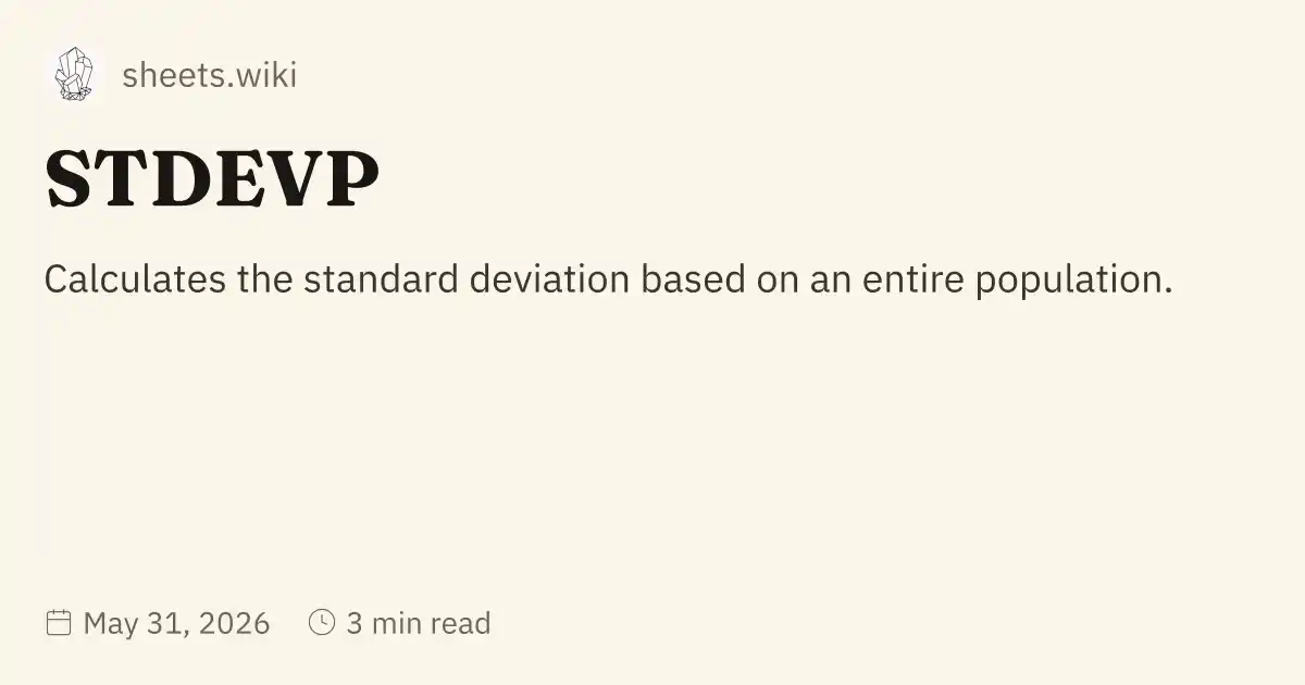 Stdevf Proof STDEVP